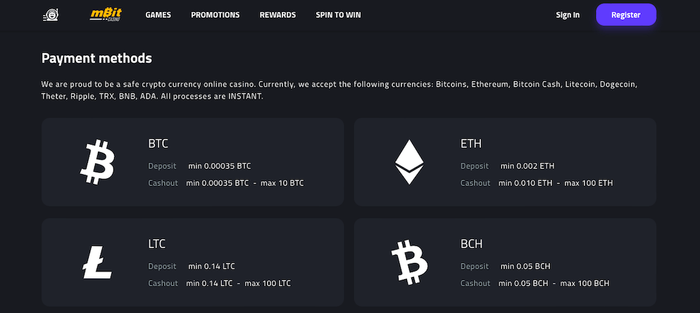 mbit-casino-payment-methods