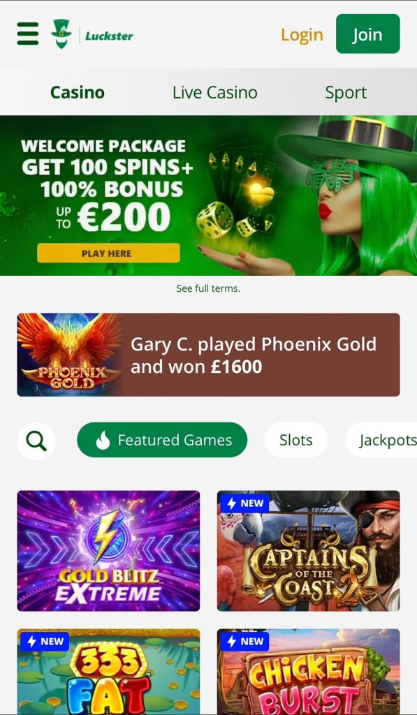 Luckster-Mobile-Casino-Home