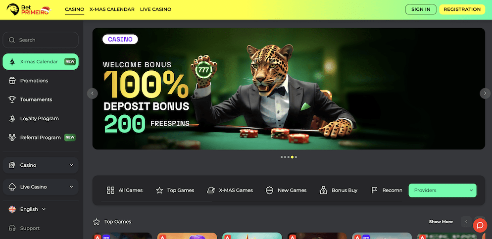 Betprimeiro Casino homepage