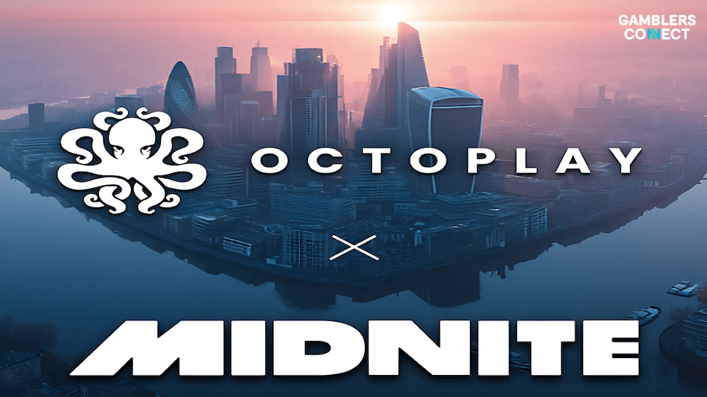 An image illustrating the new partnership between Octoplay and Midnite, which brings Octoplay's casino games to the UK market via the Midnite platform.