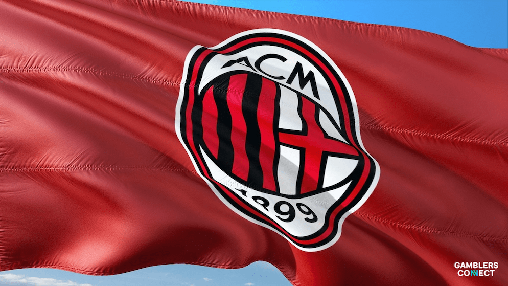 The iconic red and black crest of AC Milan, who are visiting Perth for a match and a special fan engagement event at the Crown resort.