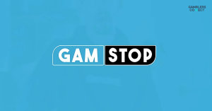 The logo of GAMSTOP on a blue background