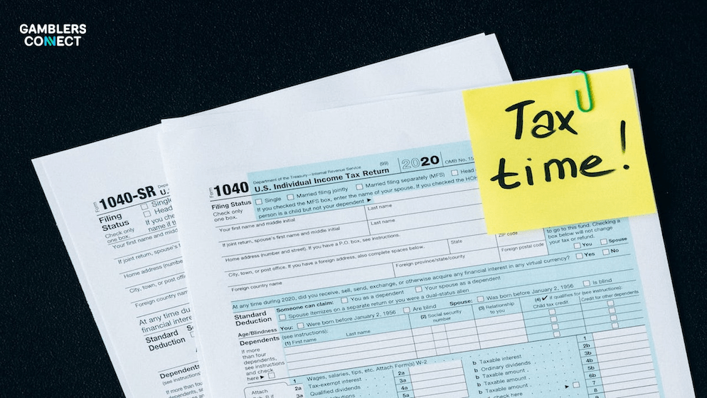Close-up of tax documents, symbolizing the potential 66% tax increase for online casinos and 150% hike for sportsbooks under the new West Virginia proposal.