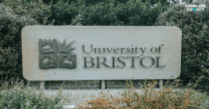 The official stone entrance sign of the University of Bristol, where graduates Benjamin Parker and Jordan White launched the "From Freshers’ Week to Losing Streak" toolkit.