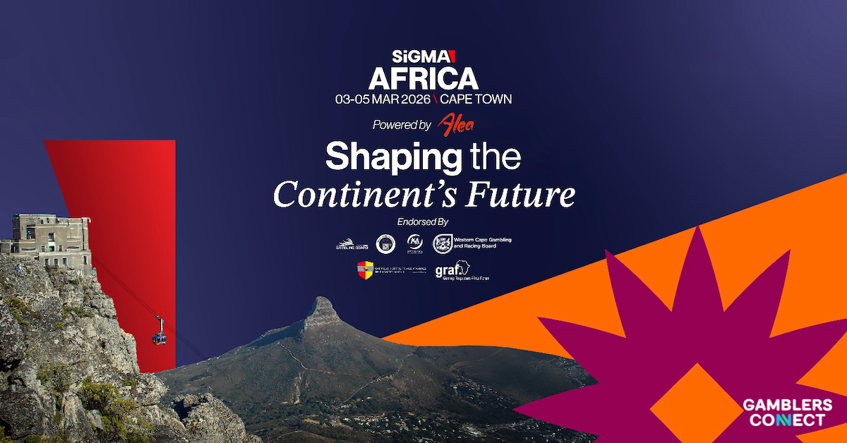 Official SiGMA Africa 2026 Summit banner featuring Table Mountain and the Cape Town cable car, endorsed by Alea and GRAF.