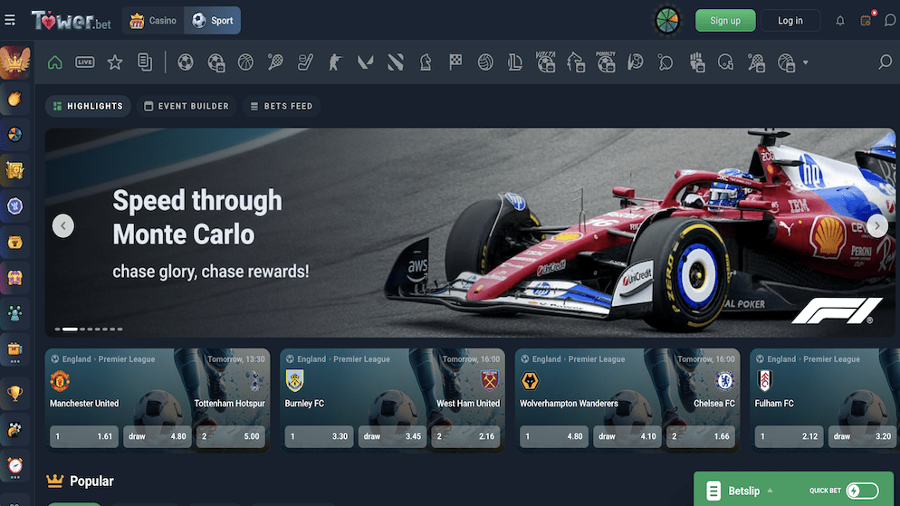 The sprotsbook of Tower.bet Casino